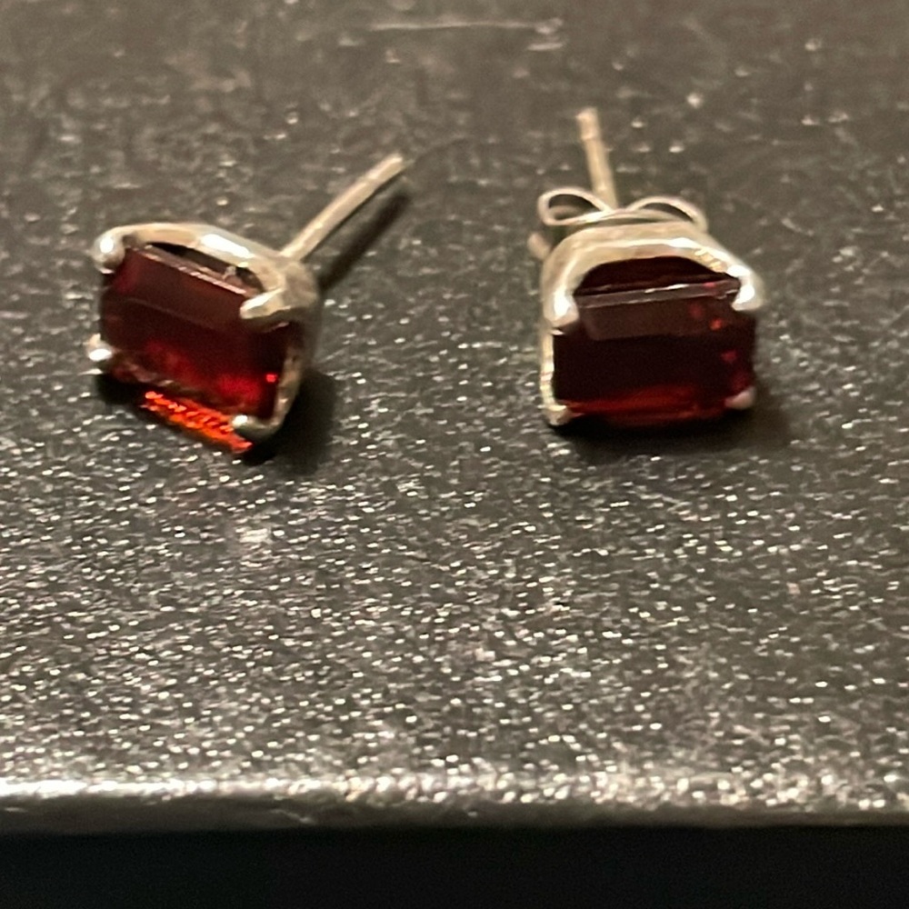 Red Garnet Stud Earrings
